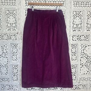 Vintage Purple Eggplant Grannycore Retro Corduroy Midi Skirt Sz Small
